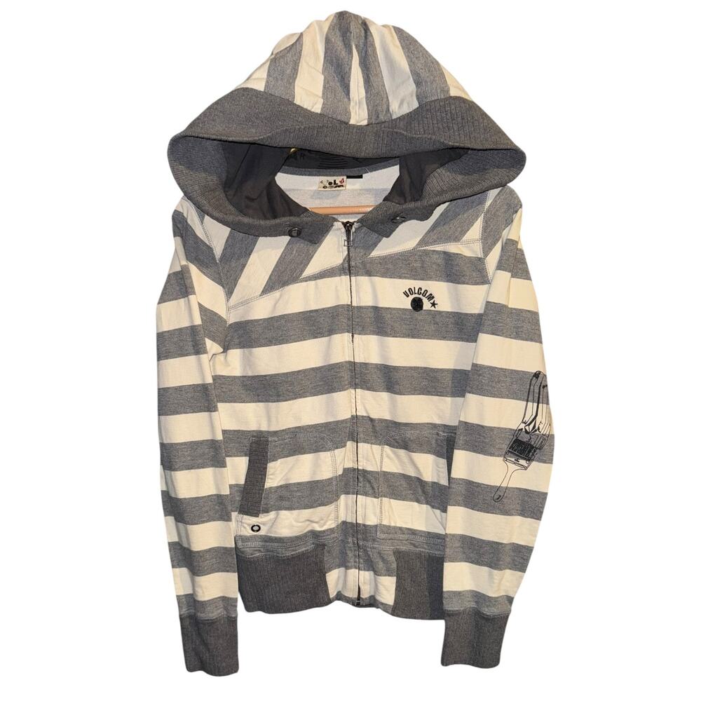 Vintage Volcom Full Zip Hoodie Size Medium Mall Rat Y2K Spellout Patches Skater